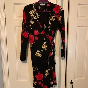 Lightweight Polyester Floral Wrap Dress